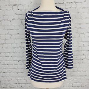 Old Navy Navy Blue and White Striped Long Sleeve Tee